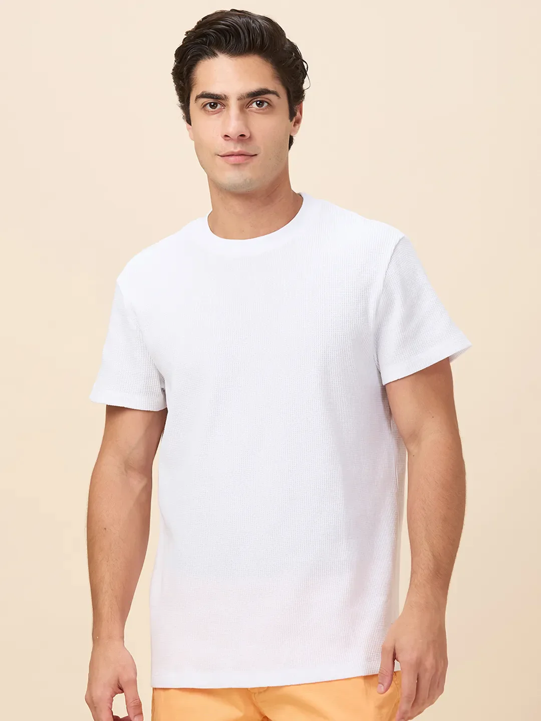 White Easy Fit Round Neck Men's T-Shirt by Being Human Clothing