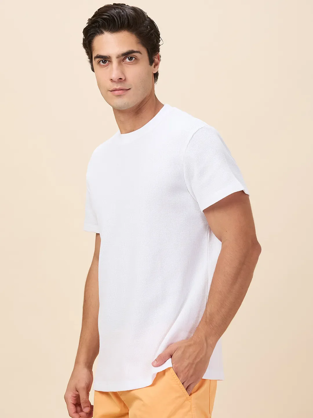White Easy Fit Round Neck Men's T-Shirt by Being Human Clothing - Image 4