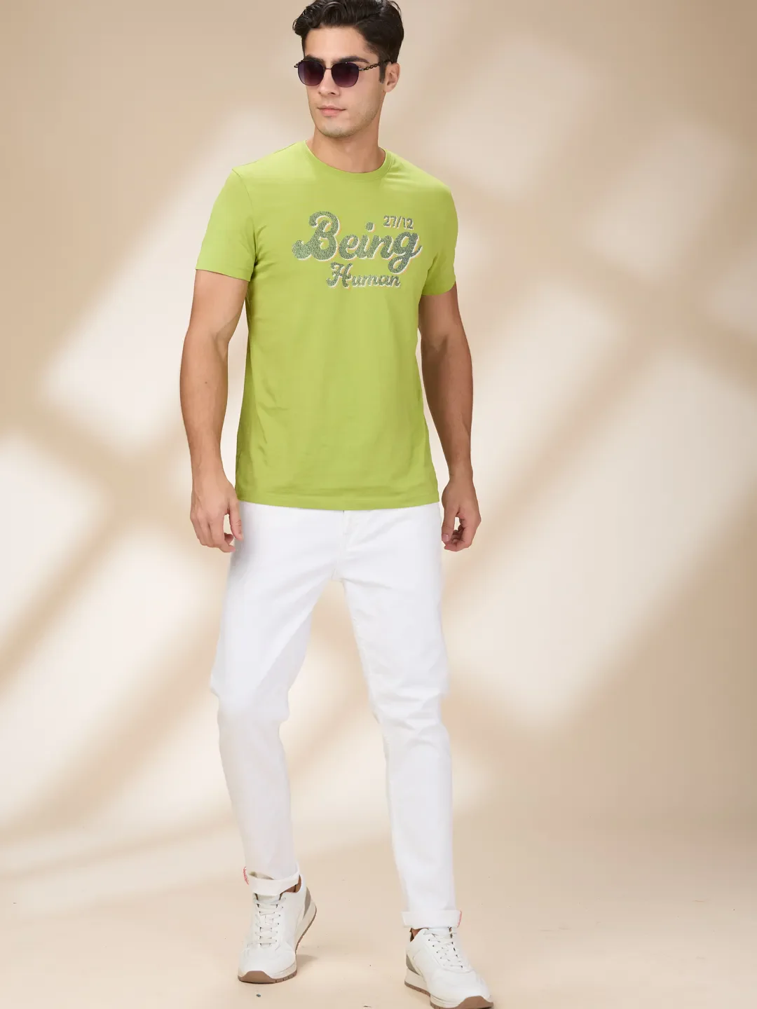White Cropped Fit Denims For Men By Being Human Clothing - Image 6