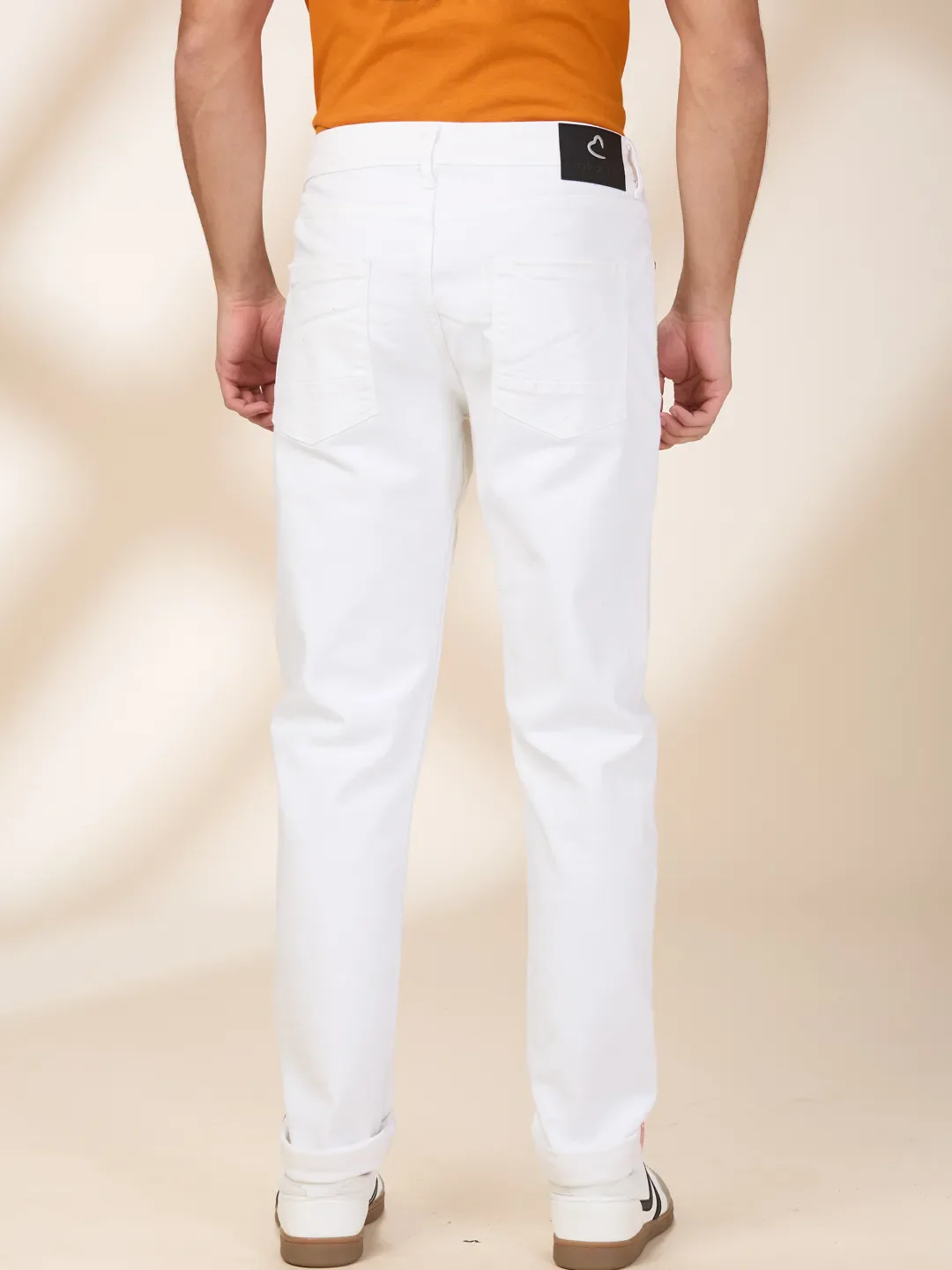 White Slim Fit Denims For Men By Being Human Clothing - Image 3