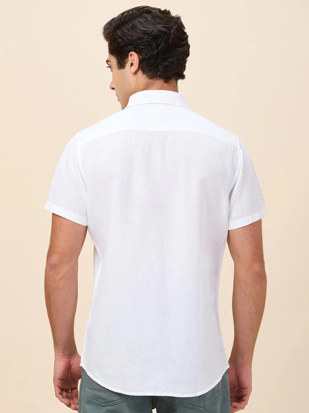 White Slim Fit Regular Collar Men's Shirt by Being Human Clothing - Image 3