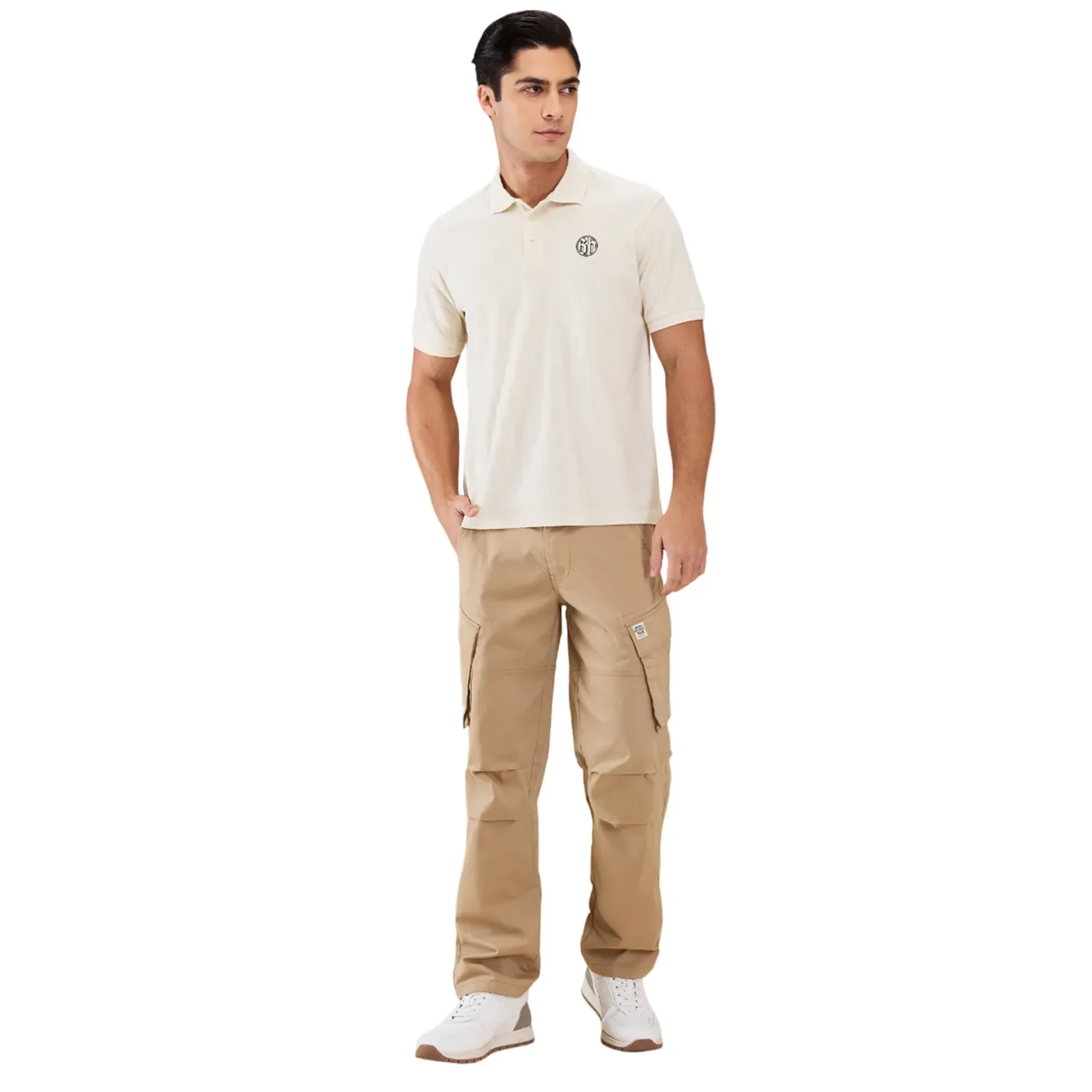 White Regular Fit Men's Polo T-Shirt by Being Human Clothing - Image 2