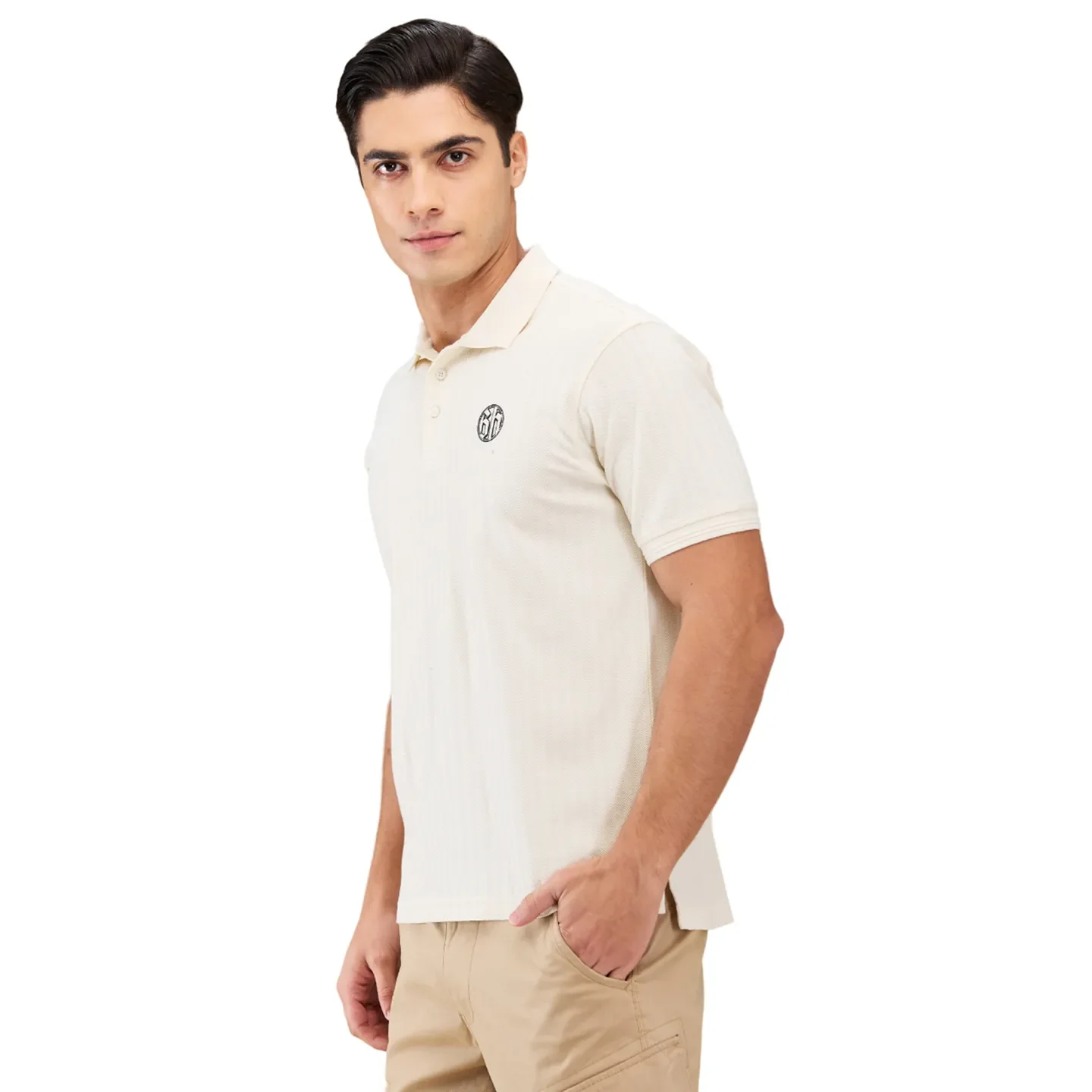 White Regular Fit Men's Polo T-Shirt by Being Human Clothing - Image 4