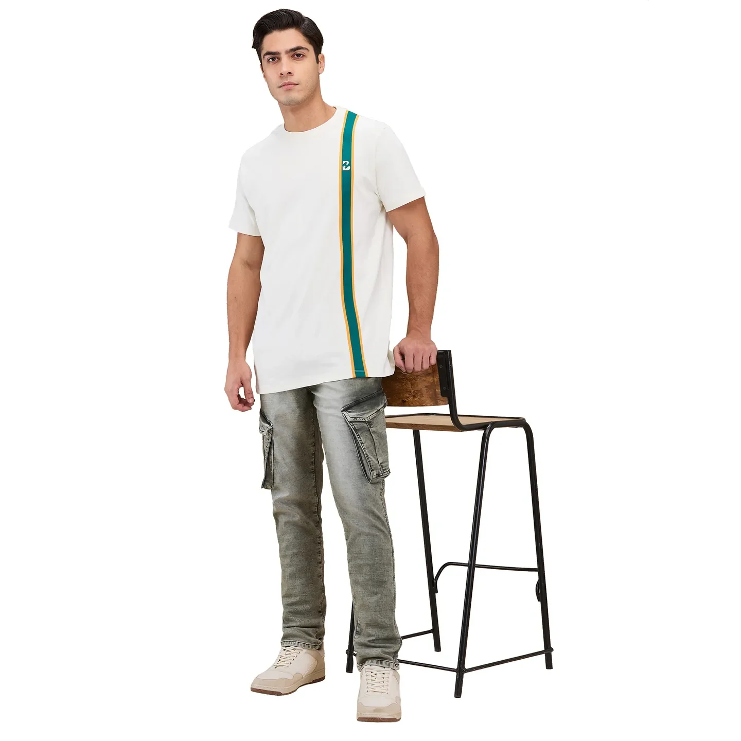 Chalk Easy Fit Round Neck Men's T-Shirt by Being Human Clothing - Image 6