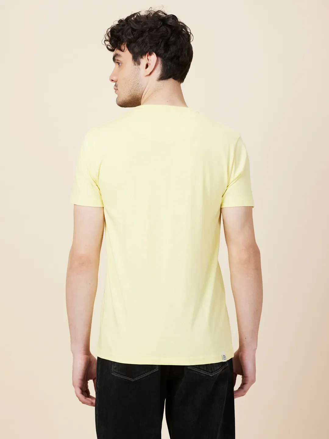 Yellow Slim Fit Round Neck Men's T-Shirt by Being Human Clothing - Image 3