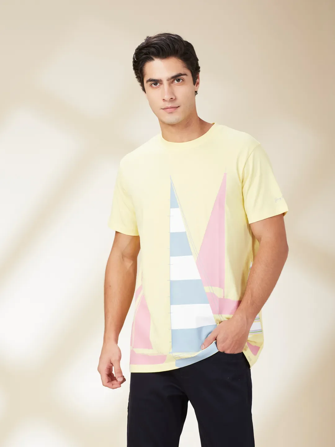 Yellow Easy Fit Round Neck Men's T-Shirt by Being Human Clothing
