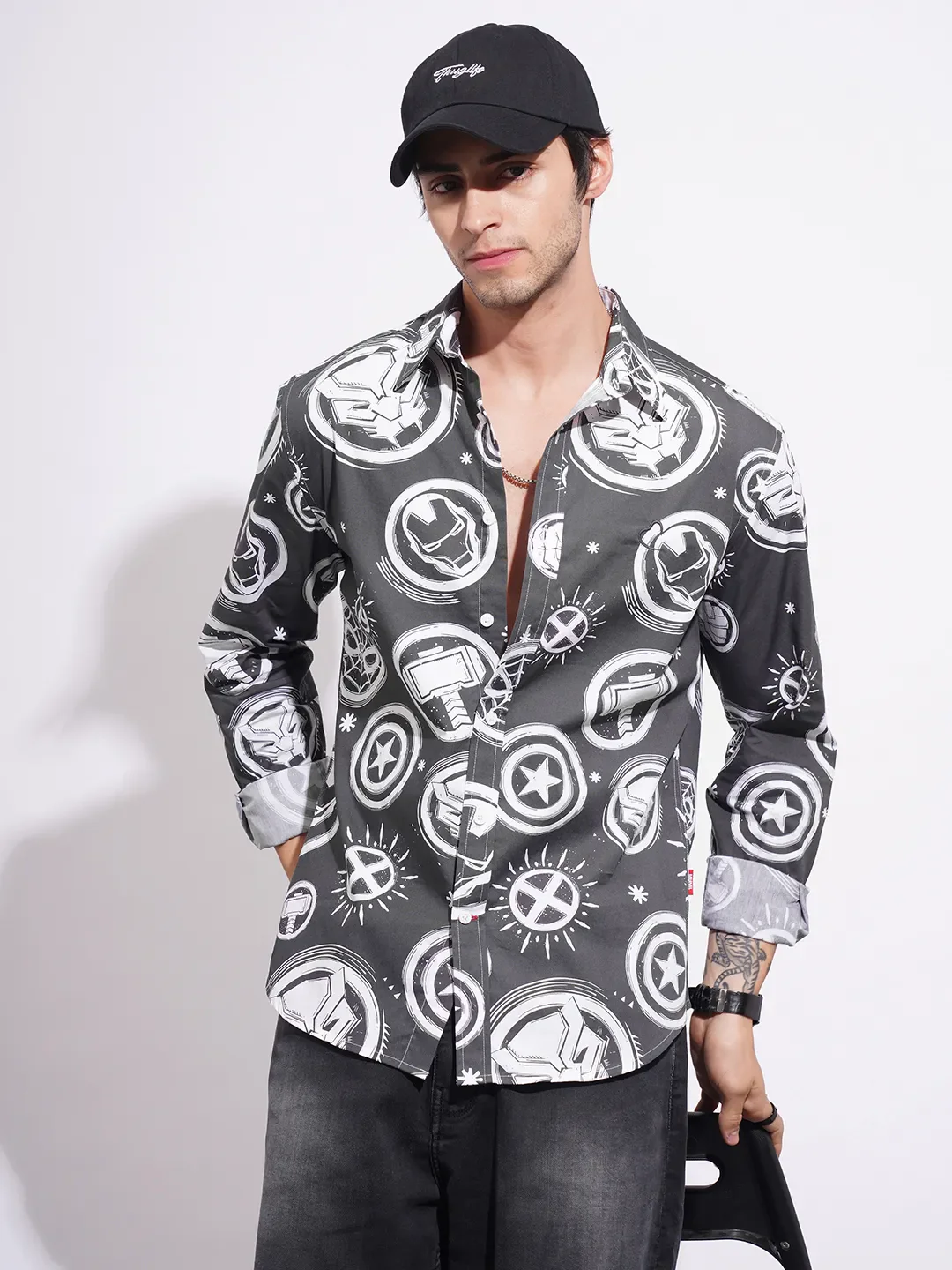 Black Slim Fit Regular Collar Men's Shirt by Being Human Clothing - Image 6