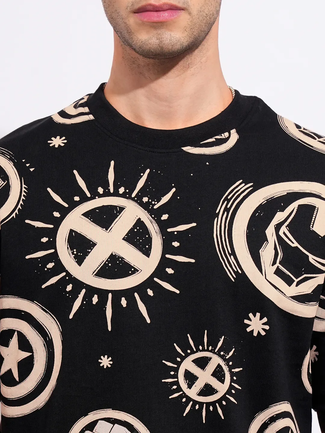 Avengers Black Easy Fit Round Neck Men's T-Shirt by Being Human Clothing - Image 5