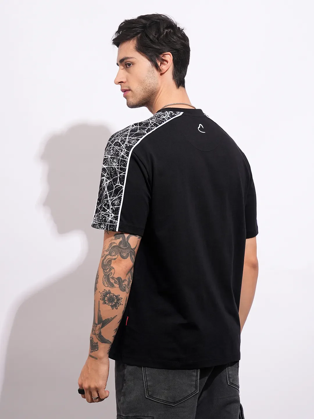 Spiderman Black Easy Fit Round Neck Men's T-Shirt by Being Human Clothing - Image 3