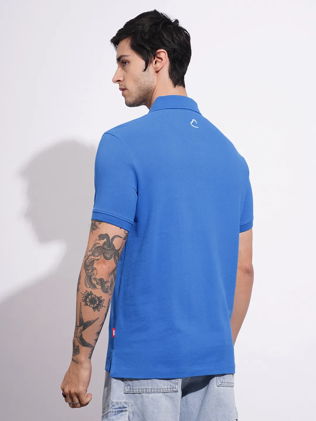 Captain America Blue Regular Fit Men's Polo T-Shirt by Being Human Clothing - Image 3