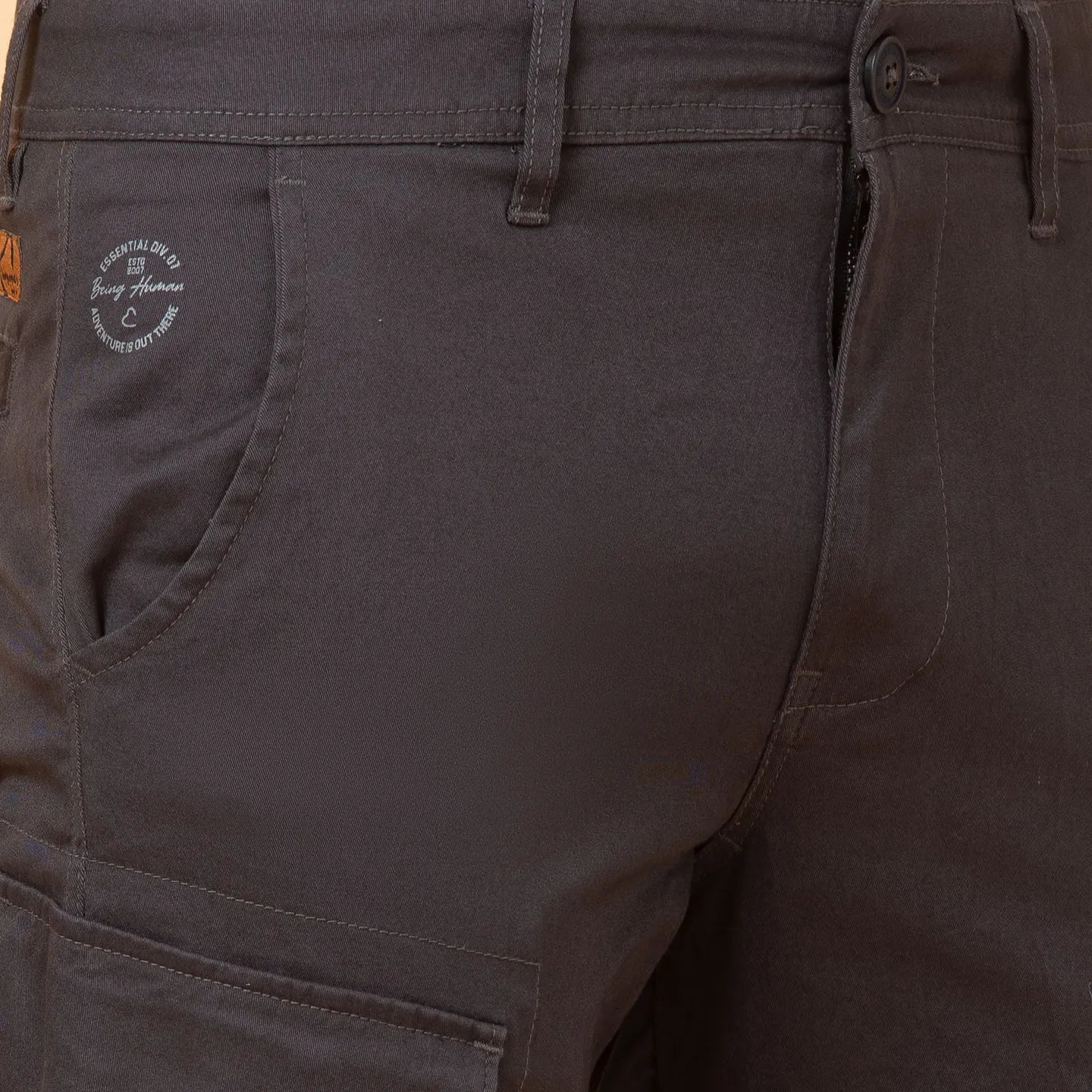 Charcoal Easy Fit Cargos for Men By Being Human Clothing - Image 5