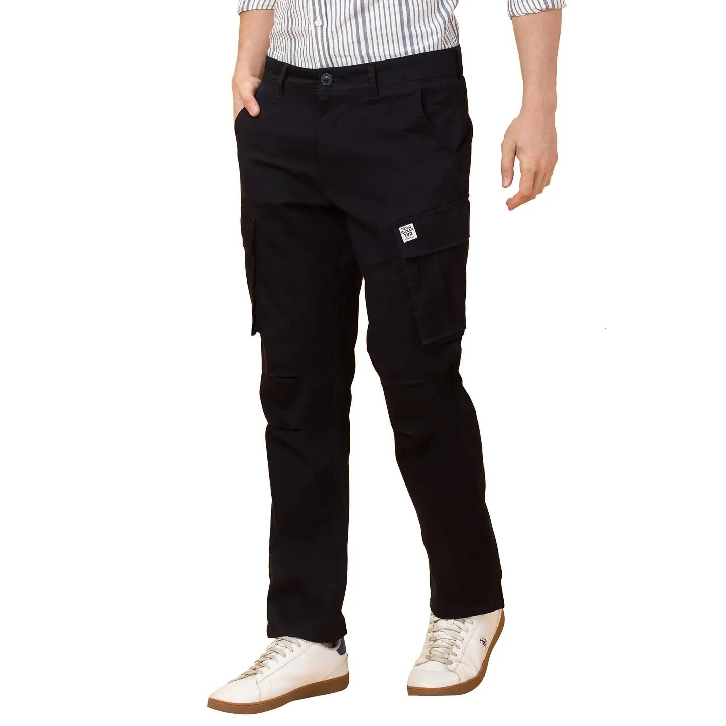 Navy Easy Fit Cargos for Men By Being Human Clothing - Image 4