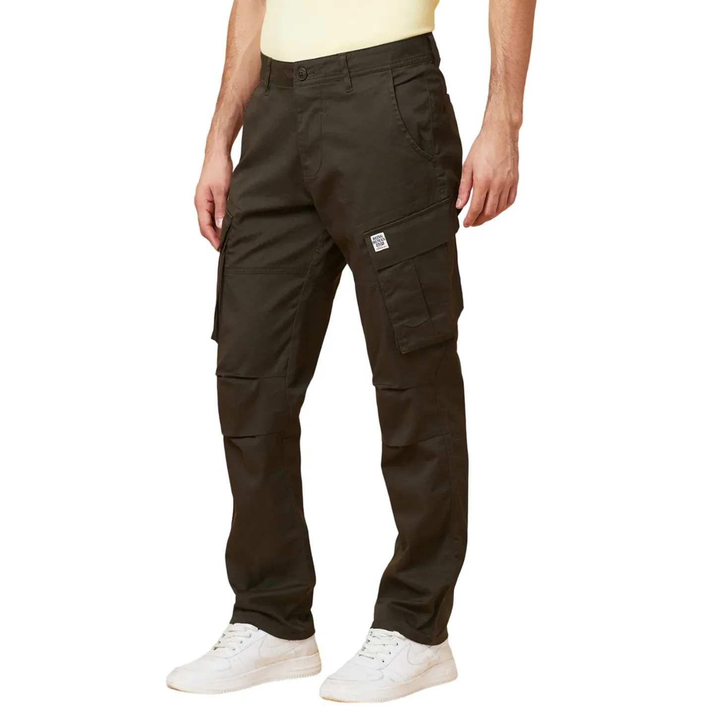 Military Green Easy Fit Cargos for Men By Being Human Clothing - Image 4