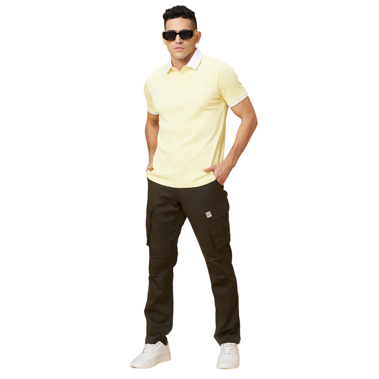 Military Green Easy Fit Cargos for Men By Being Human Clothing - Image 6
