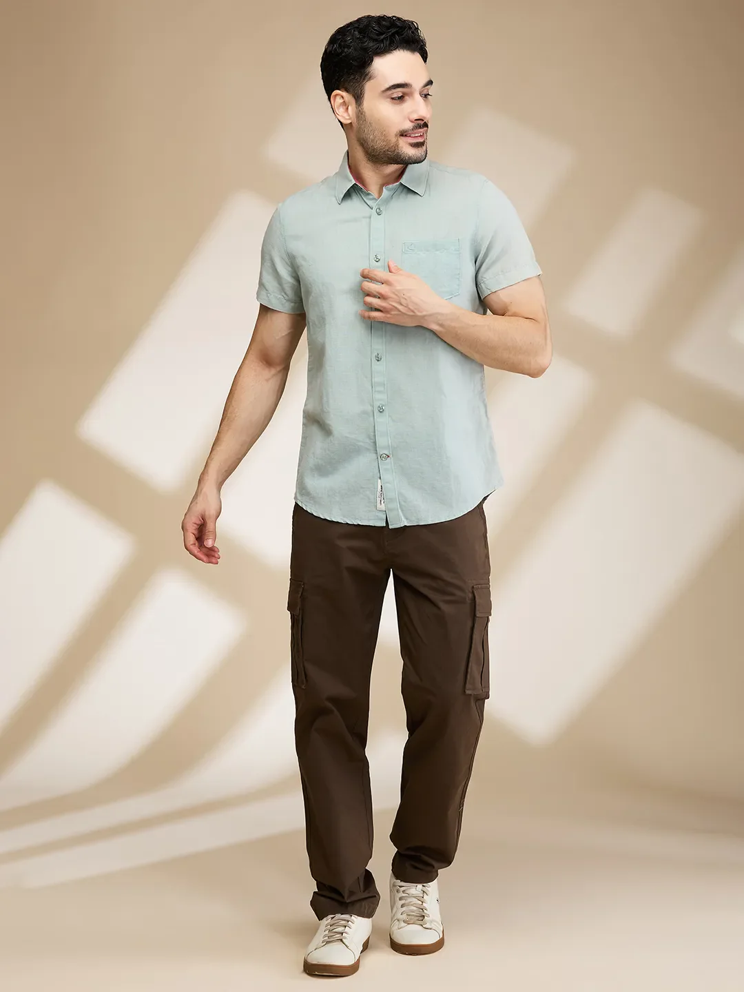 Brown Easy Fit Cargos for Men By Being Human Clothing - Image 2