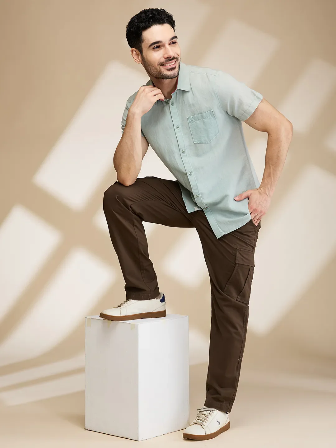 Brown Easy Fit Cargos for Men By Being Human Clothing - Image 6