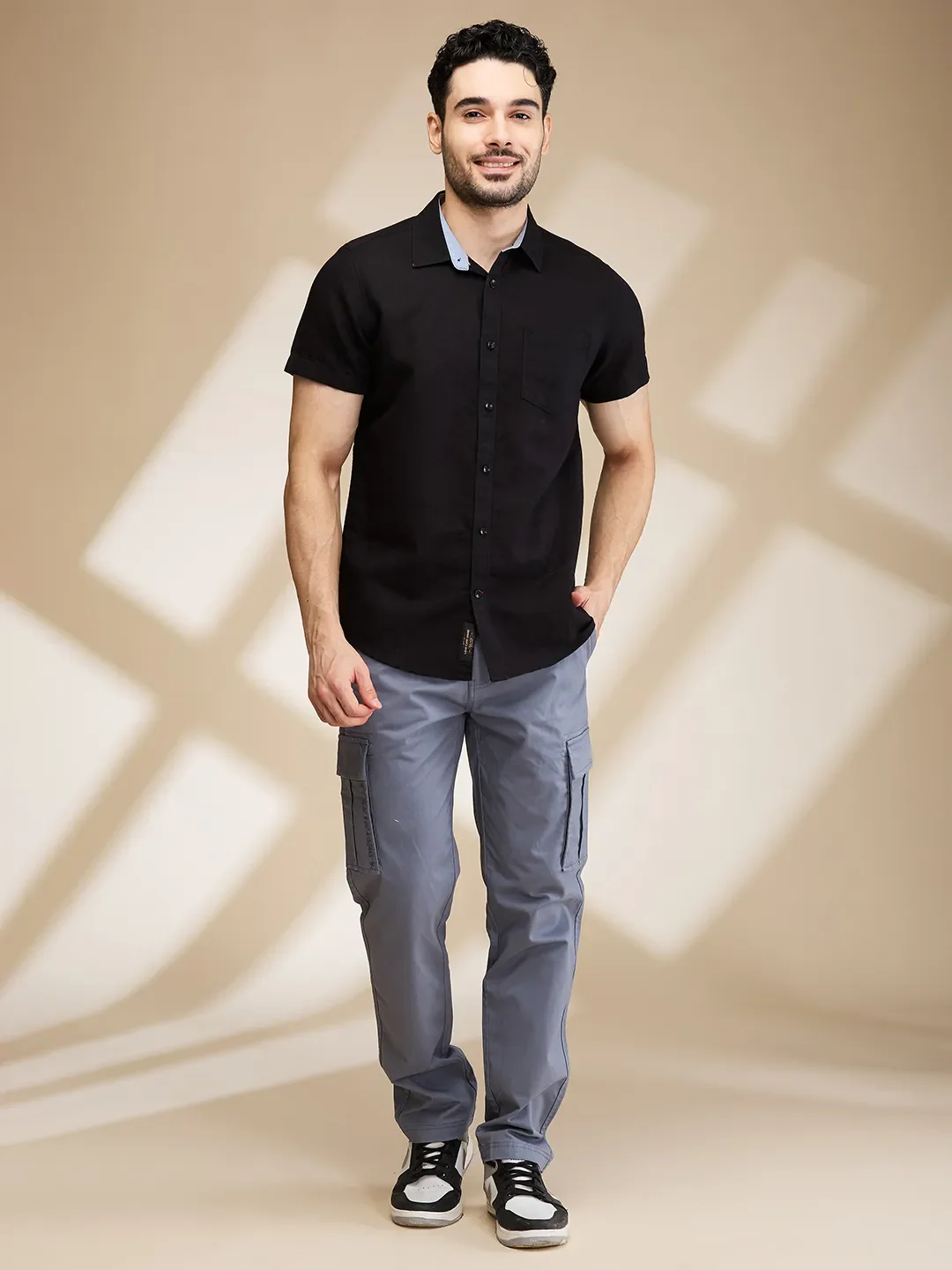 Grey Easy Fit Cargos for Men By Being Human Clothing - Image 2