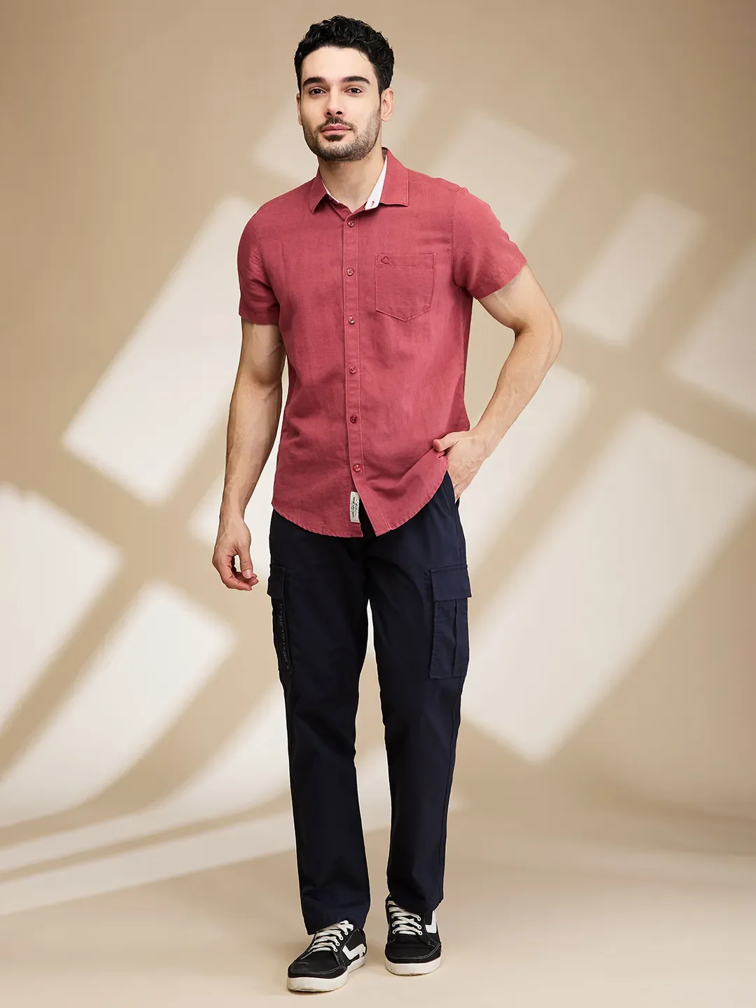 Blue Slim Fit Men's Cargos by Being Human Clothing - Image 2