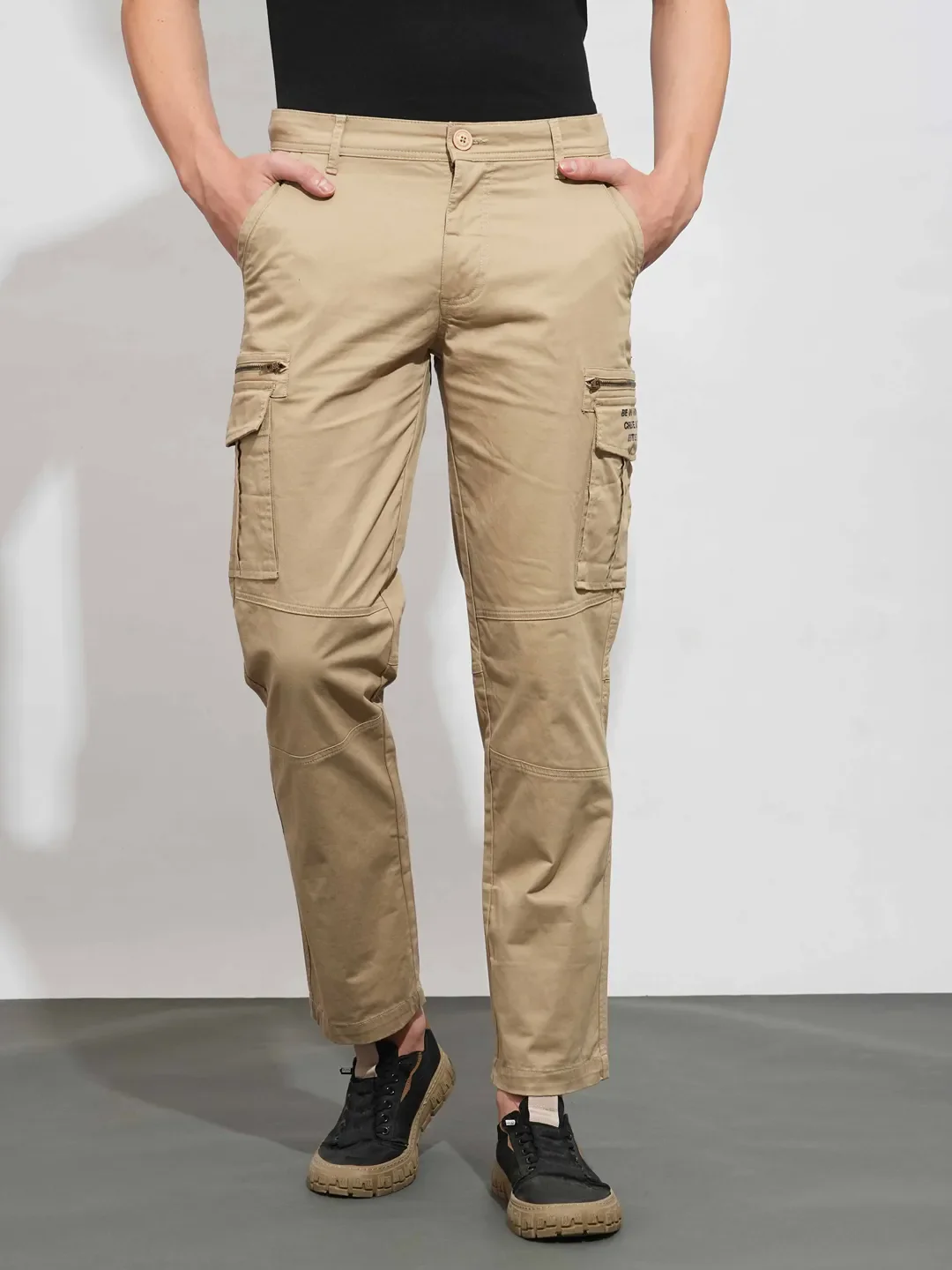 Cream Easy Fit Cargos for Men By Being Human Clothing