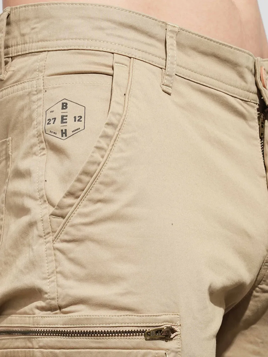 Cream Easy Fit Cargos for Men By Being Human Clothing - Image 5