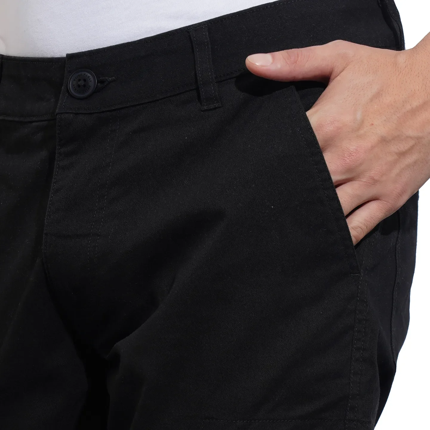 Black Slim Fit Cargos for Men By Being Human Clothing - Image 6
