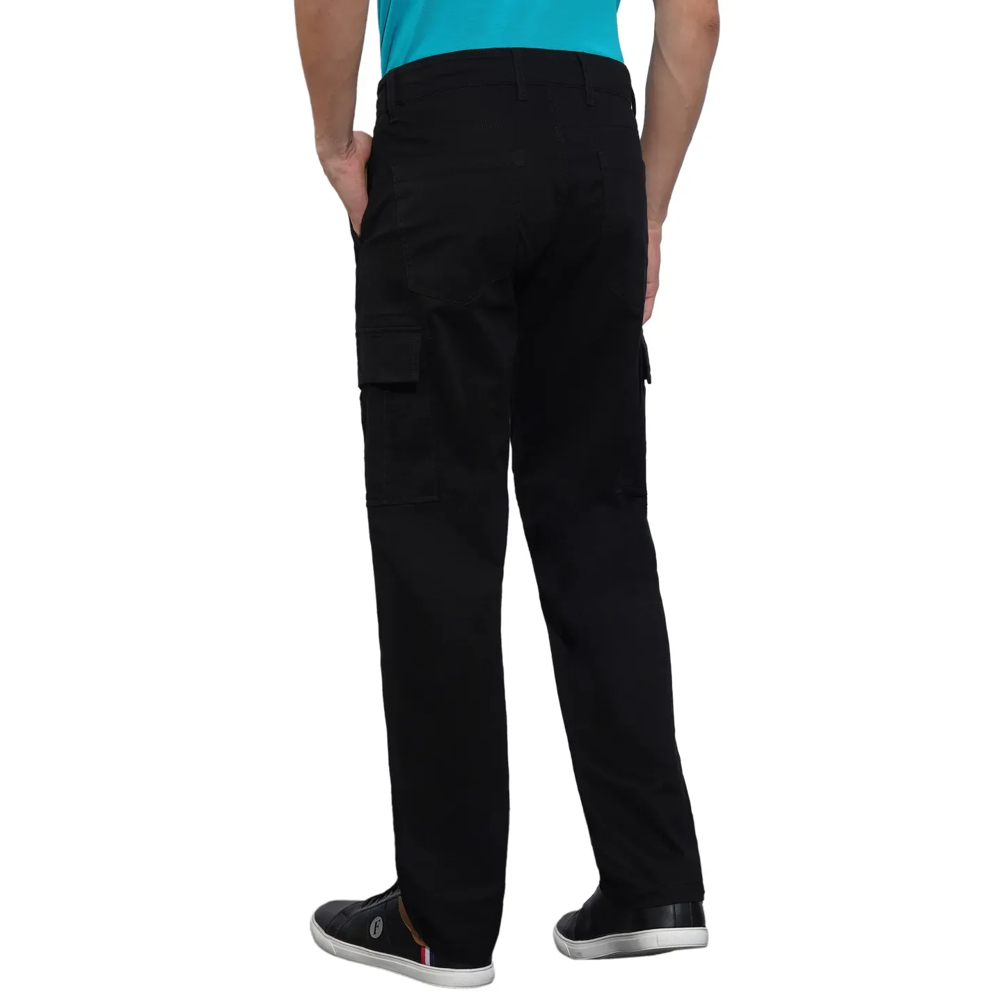 Black Slim Fit Men's Cargos by Being Human Clothing - Image 3