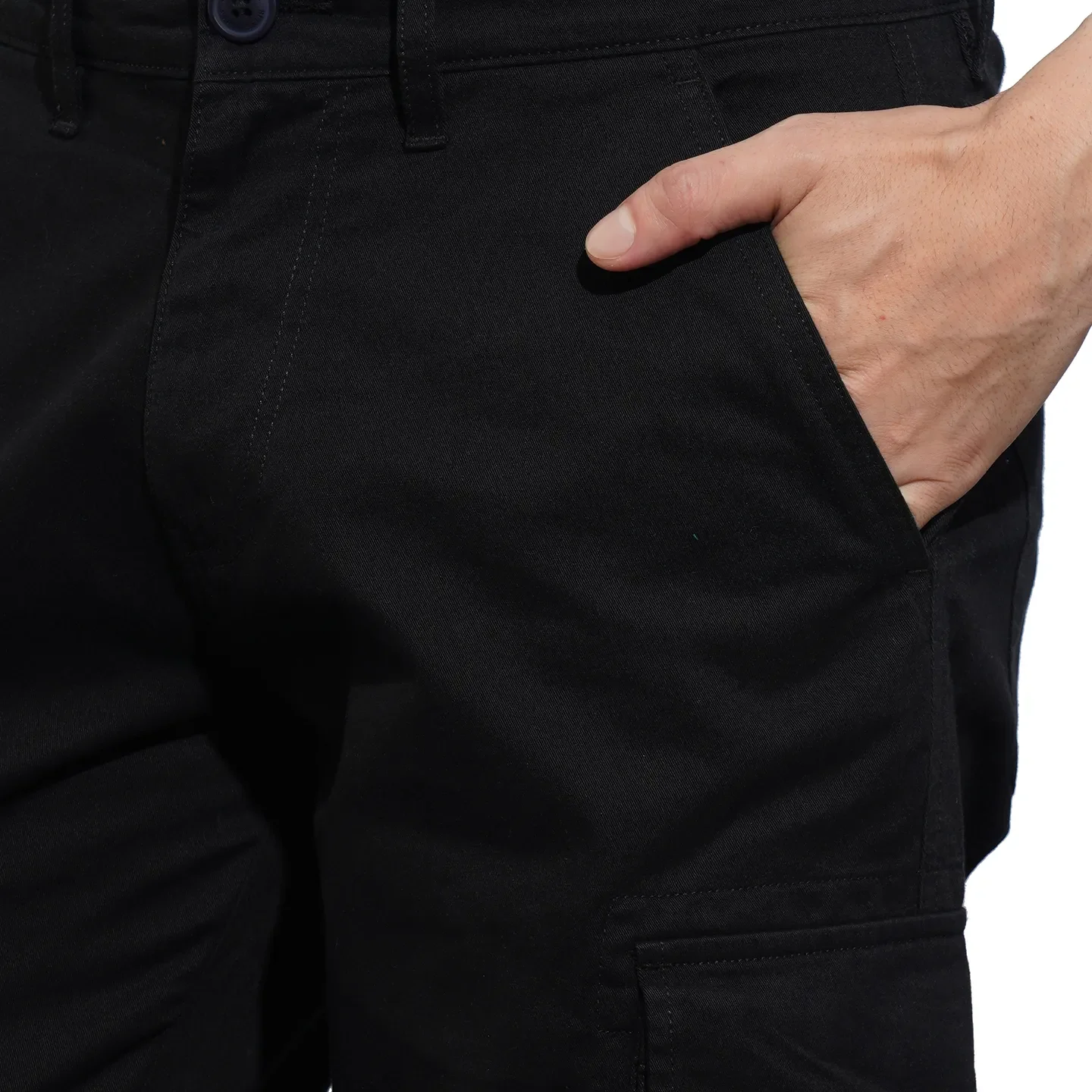 Black Slim Fit Men's Cargos by Being Human Clothing - Image 6