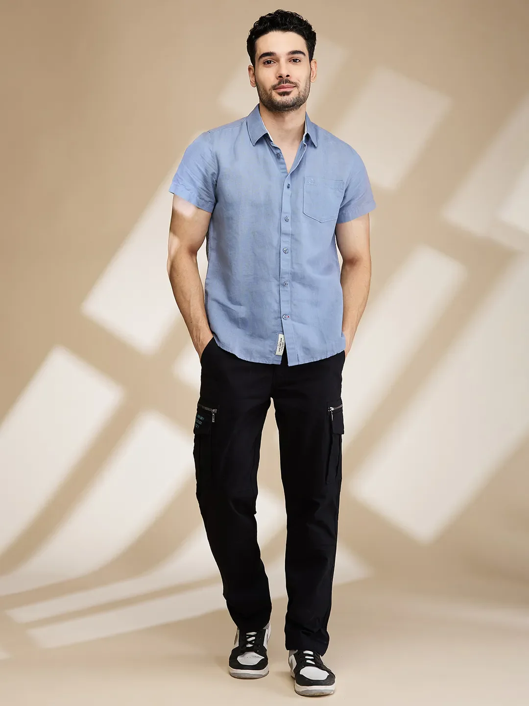 Black Easy Fit Cargos for Men By Being Human Clothing - Image 2