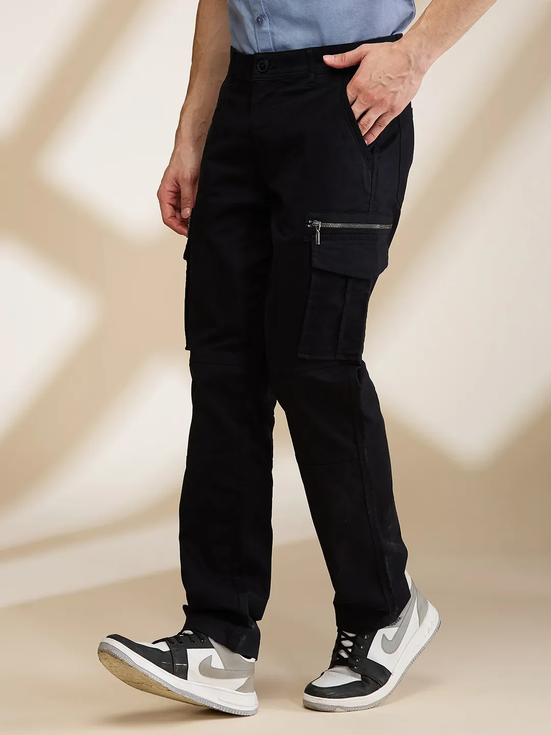 Black Easy Fit Cargos for Men By Being Human Clothing - Image 4