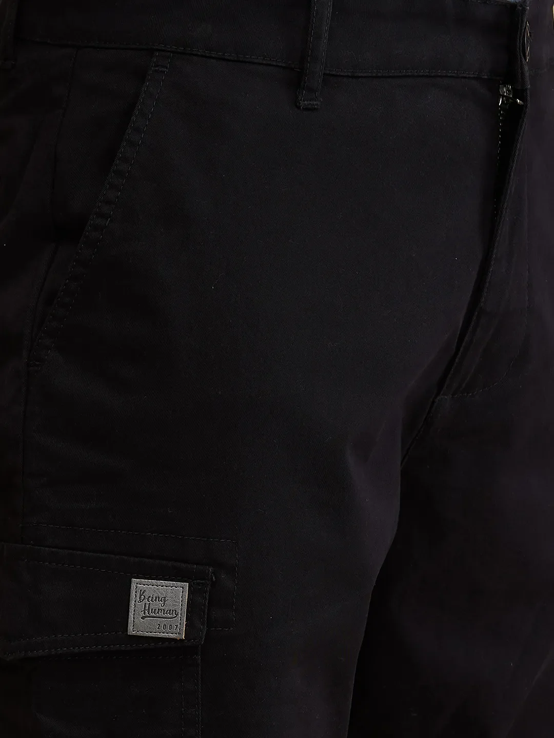 Black Easy Fit Cargos for Men By Being Human Clothing - Image 5