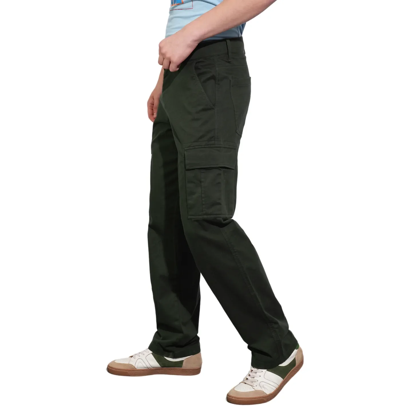 Green Slim Fit Men's Cargos by Being Human Clothing - Image 2