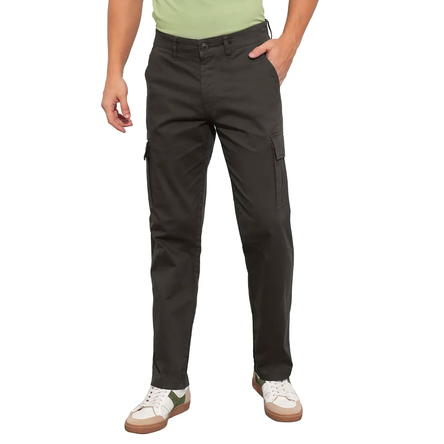 Grey Slim Fit Men's Cargos by Being Human Clothing