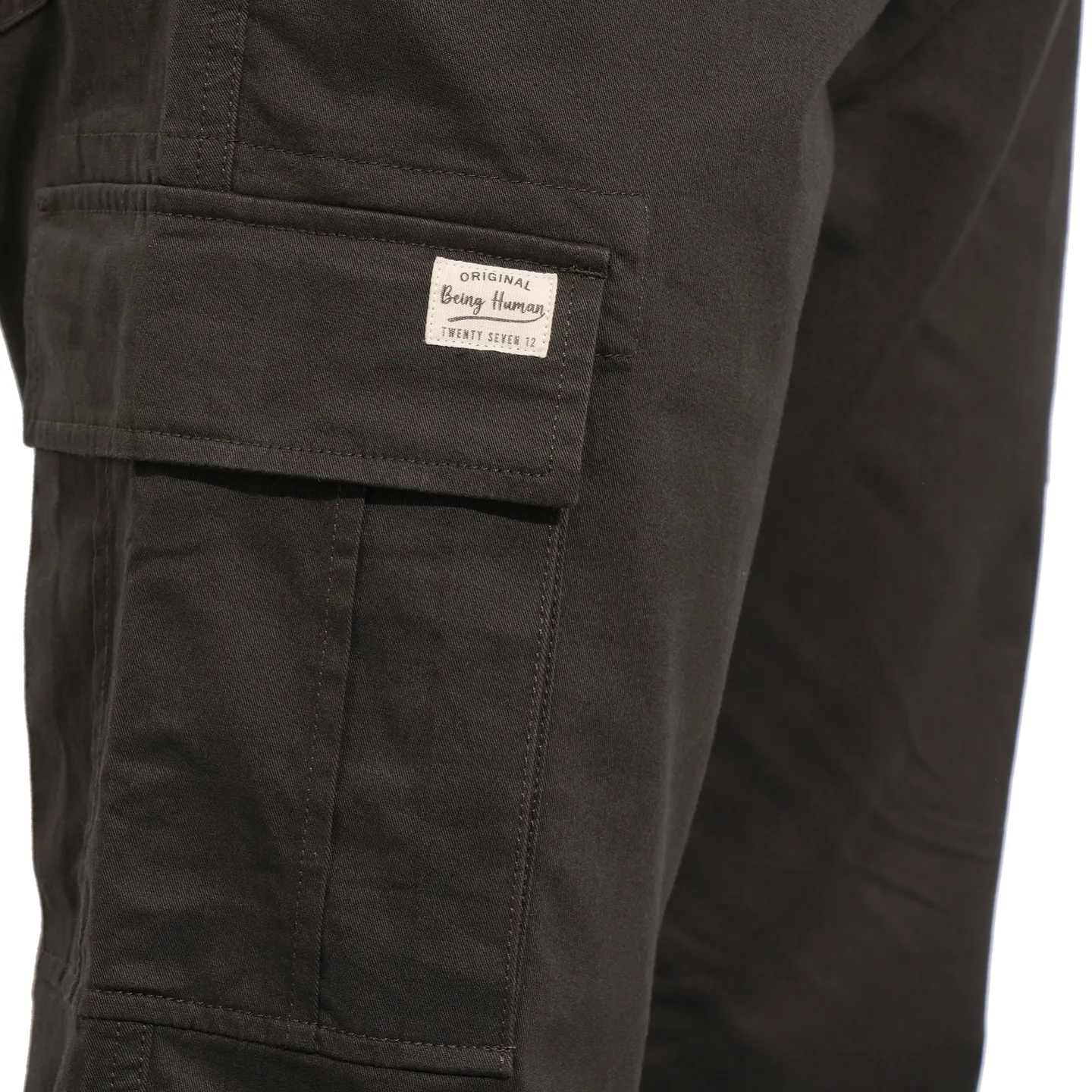 Grey Slim Fit Men's Cargos by Being Human Clothing - Image 6