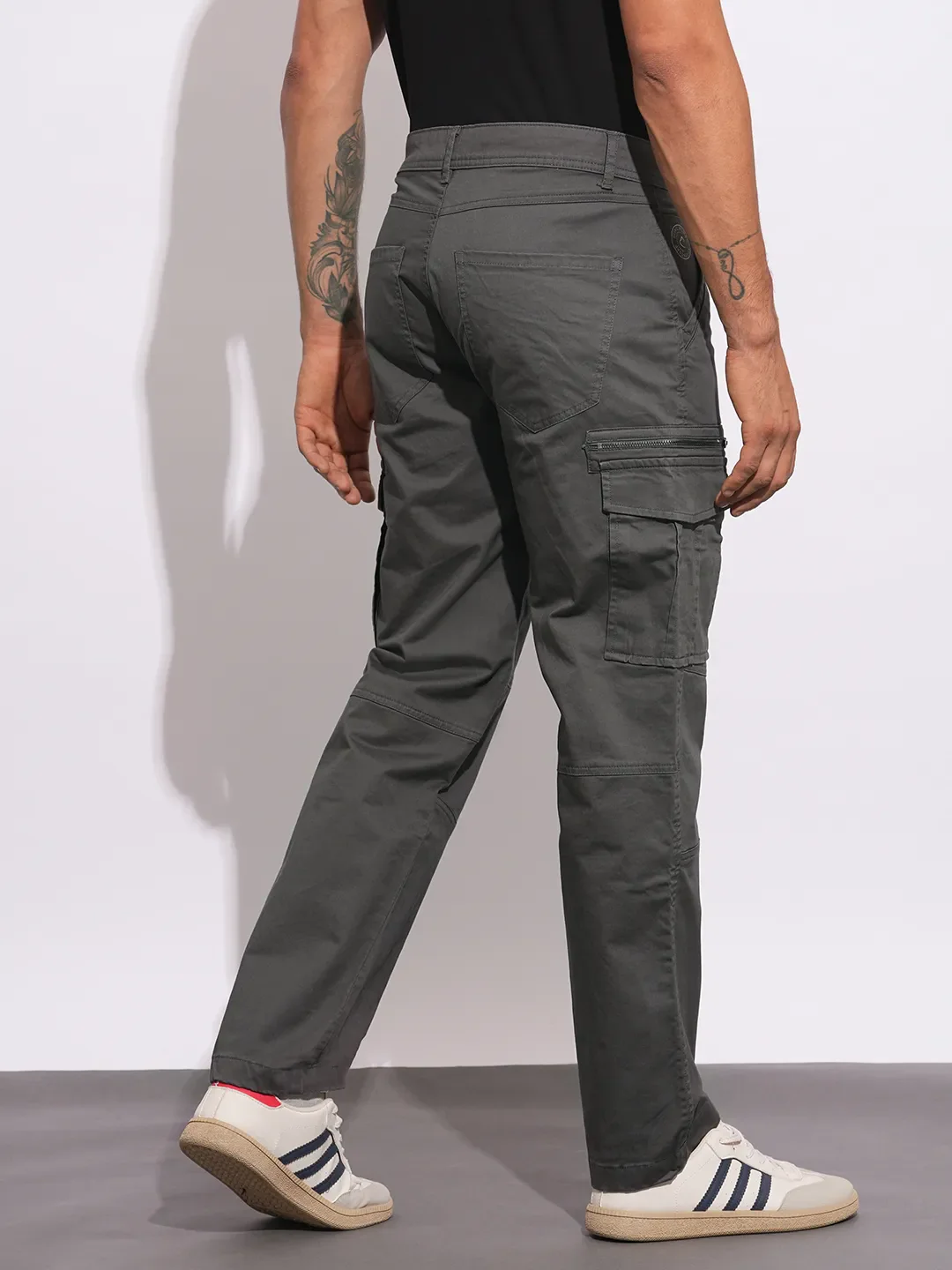 Charcoal Easy Fit Cargos for Men By Being Human Clothing - Image 3