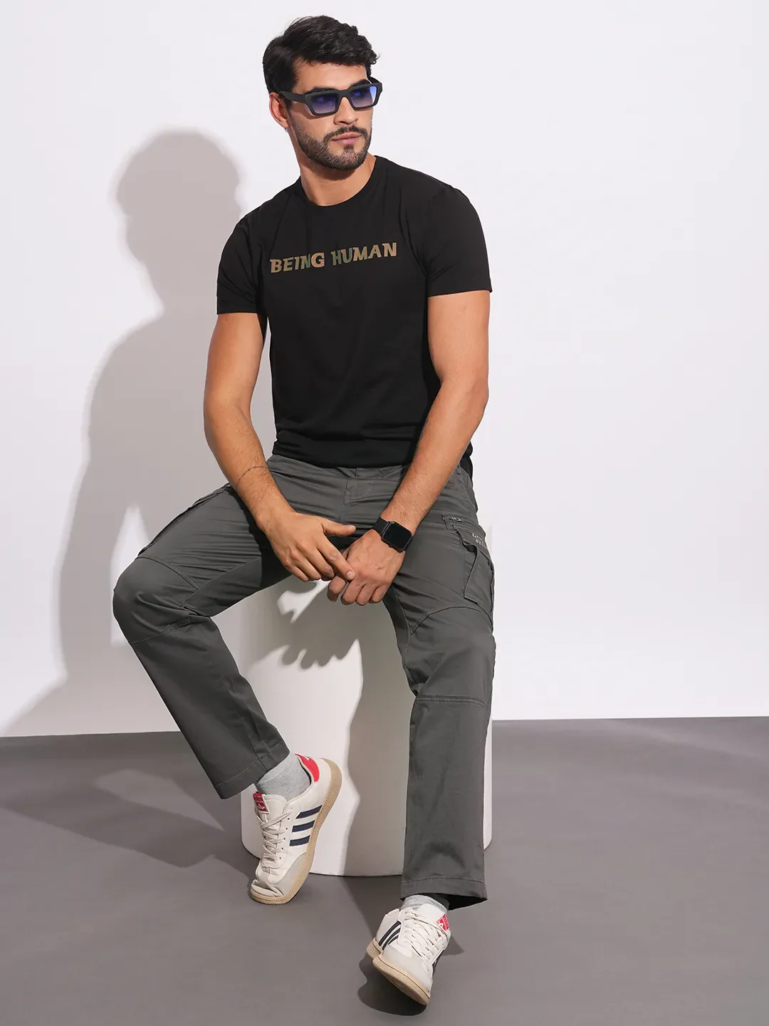 Charcoal Easy Fit Cargos for Men By Being Human Clothing - Image 4