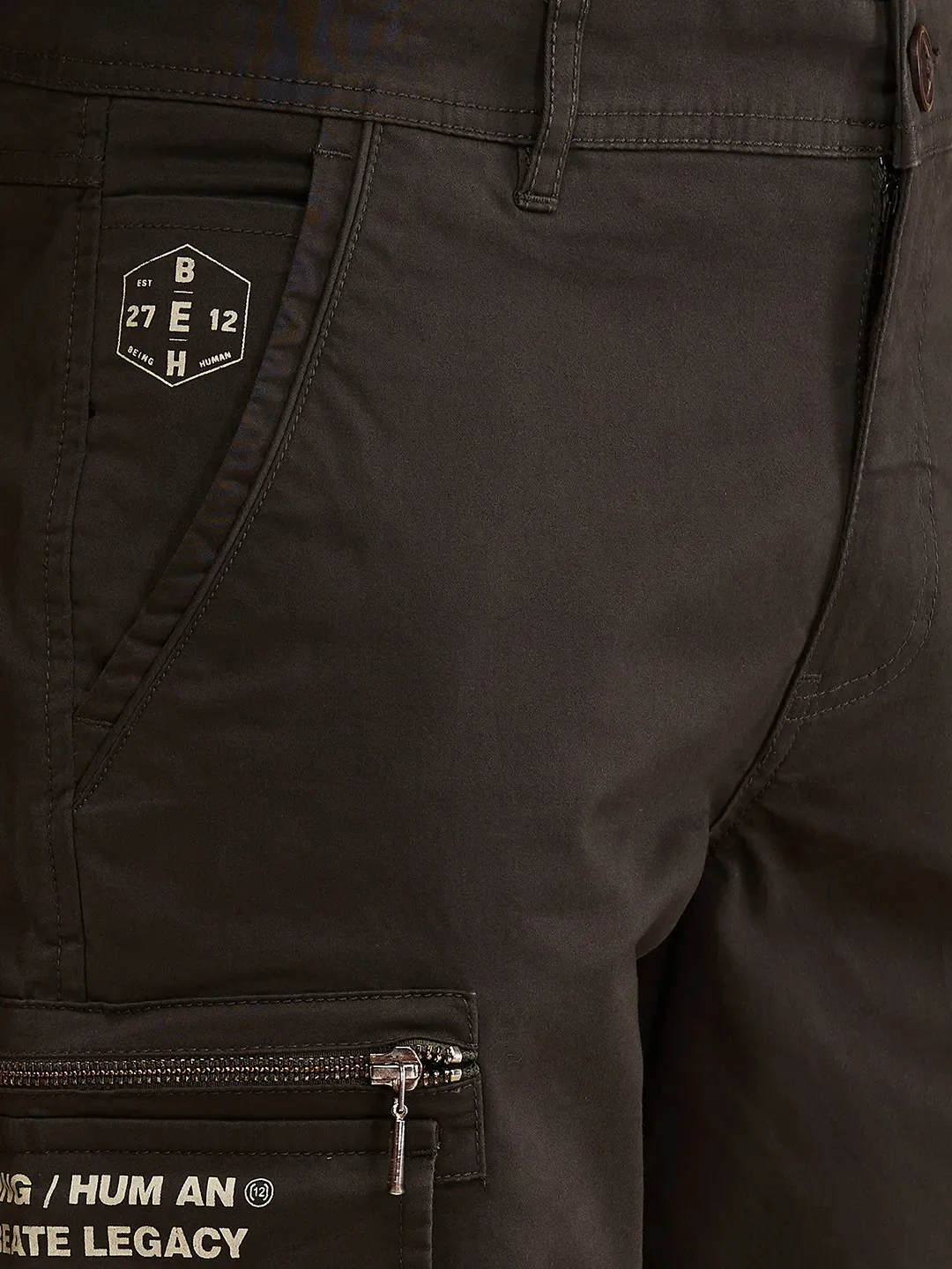 Green Easy Fit Cargos for Men By Being Human Clothing - Image 5