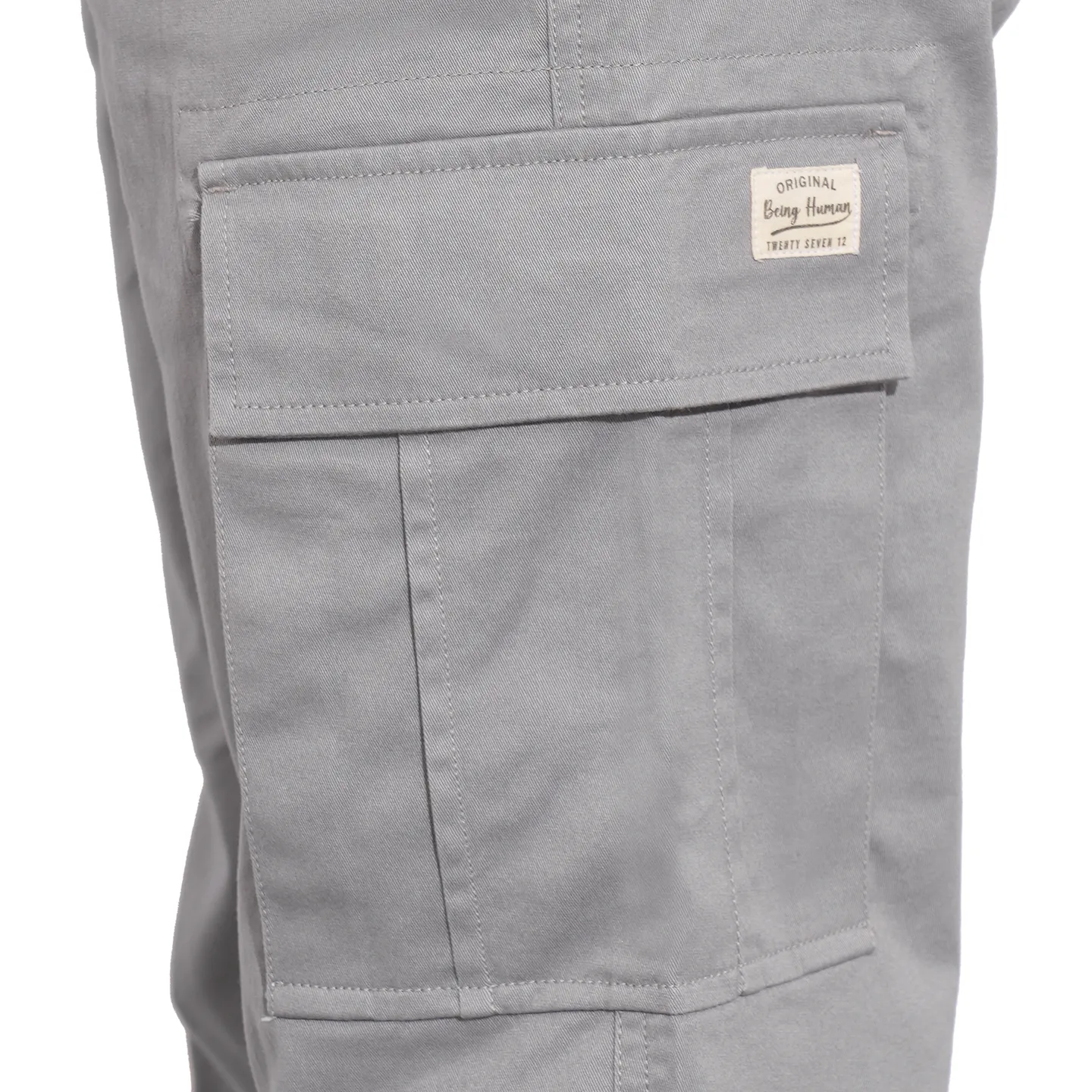 Grey Slim Fit Men's Cargos by Being Human Clothing - Image 6