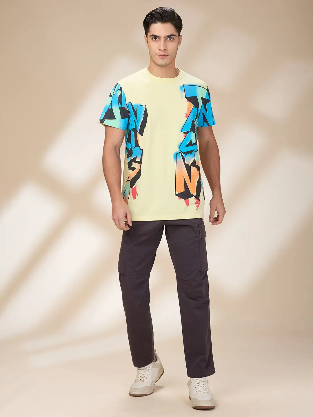 Grey Slim Fit Cargos for Men By Being Human Clothing - Image 2