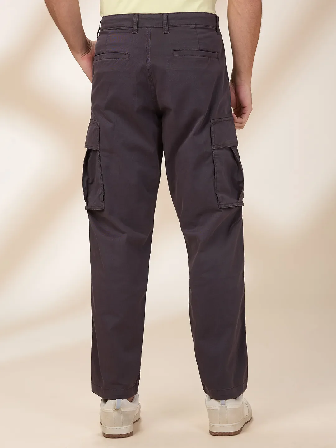 Grey Slim Fit Cargos for Men By Being Human Clothing - Image 3