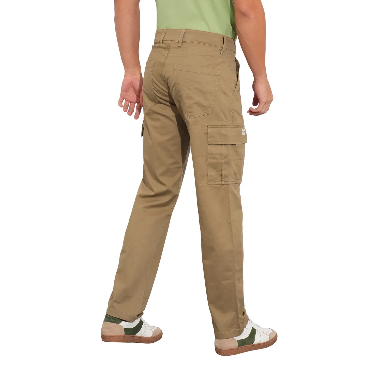 Khaki Slim Fit Men's Cargos by Being Human Clothing - Image 3