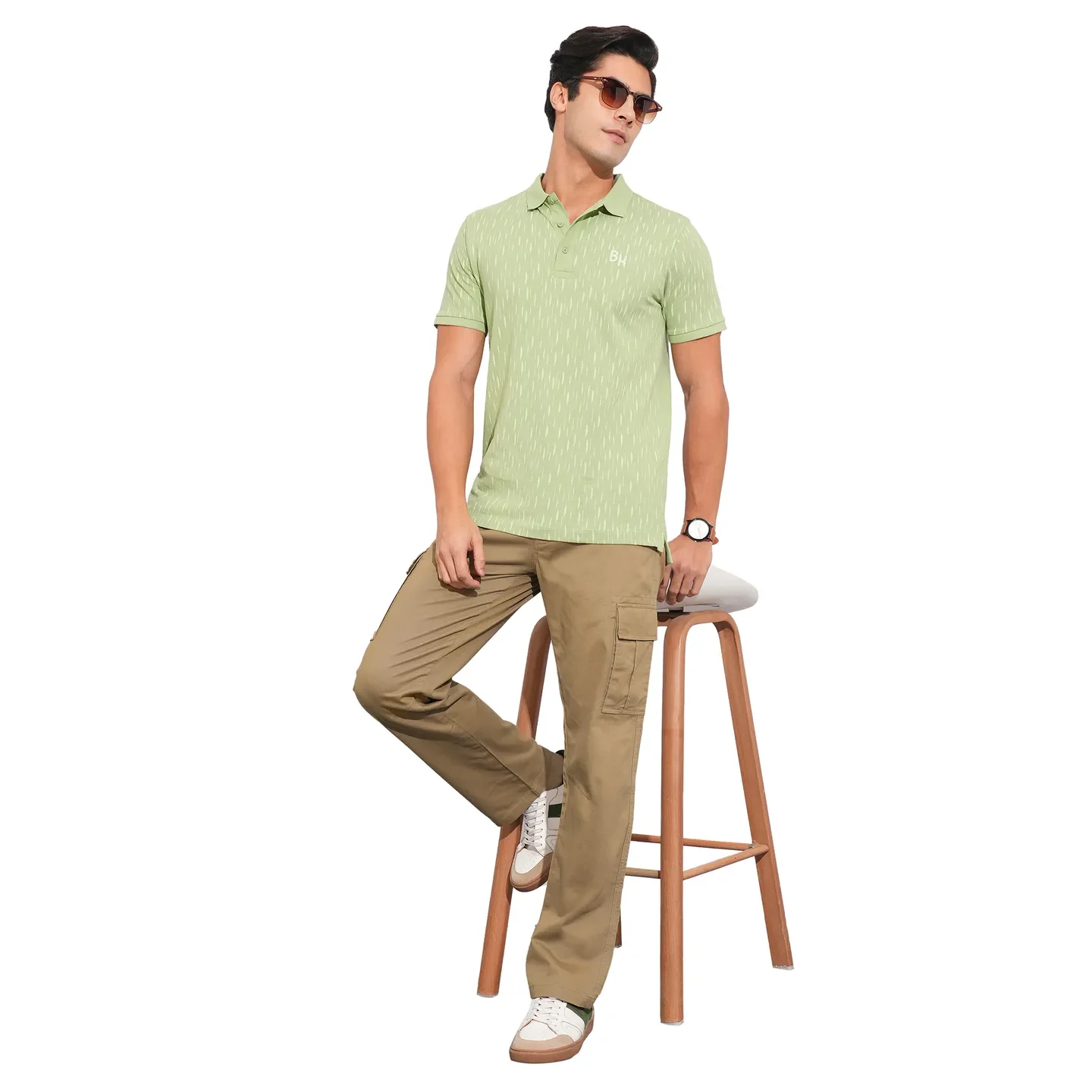 Khaki Slim Fit Men's Cargos by Being Human Clothing - Image 4
