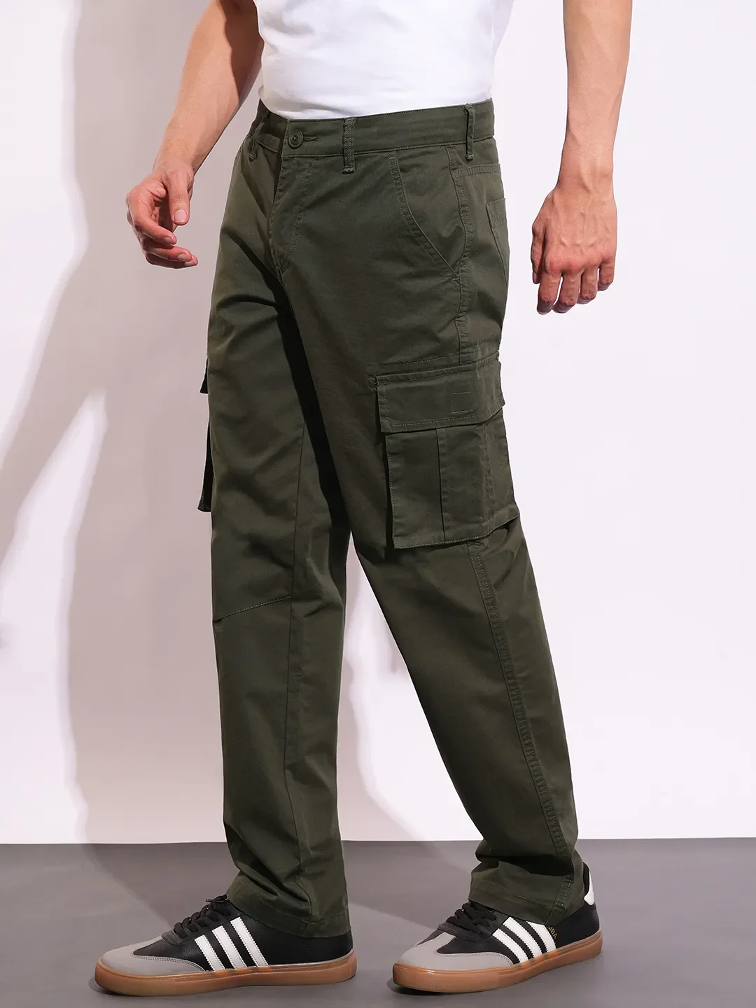 Grey Slim Fit Men's Cargos by Being Human Clothing - Image 2