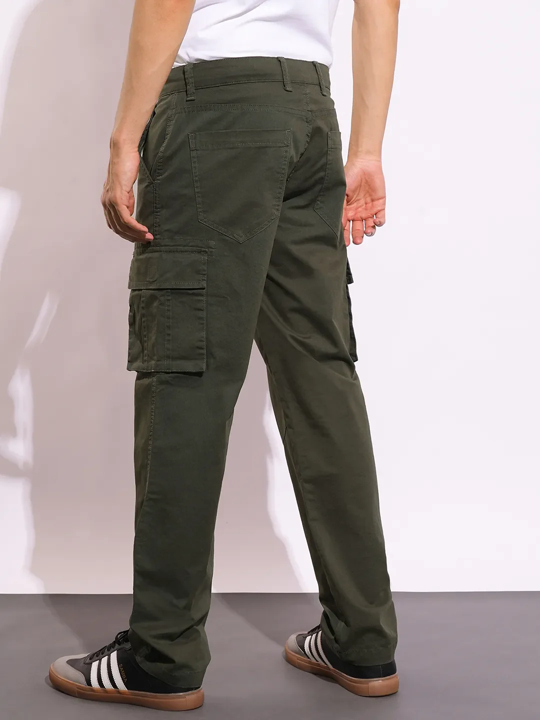 Grey Slim Fit Men's Cargos by Being Human Clothing - Image 3