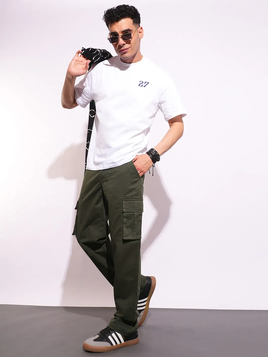 Grey Slim Fit Men's Cargos by Being Human Clothing - Image 4