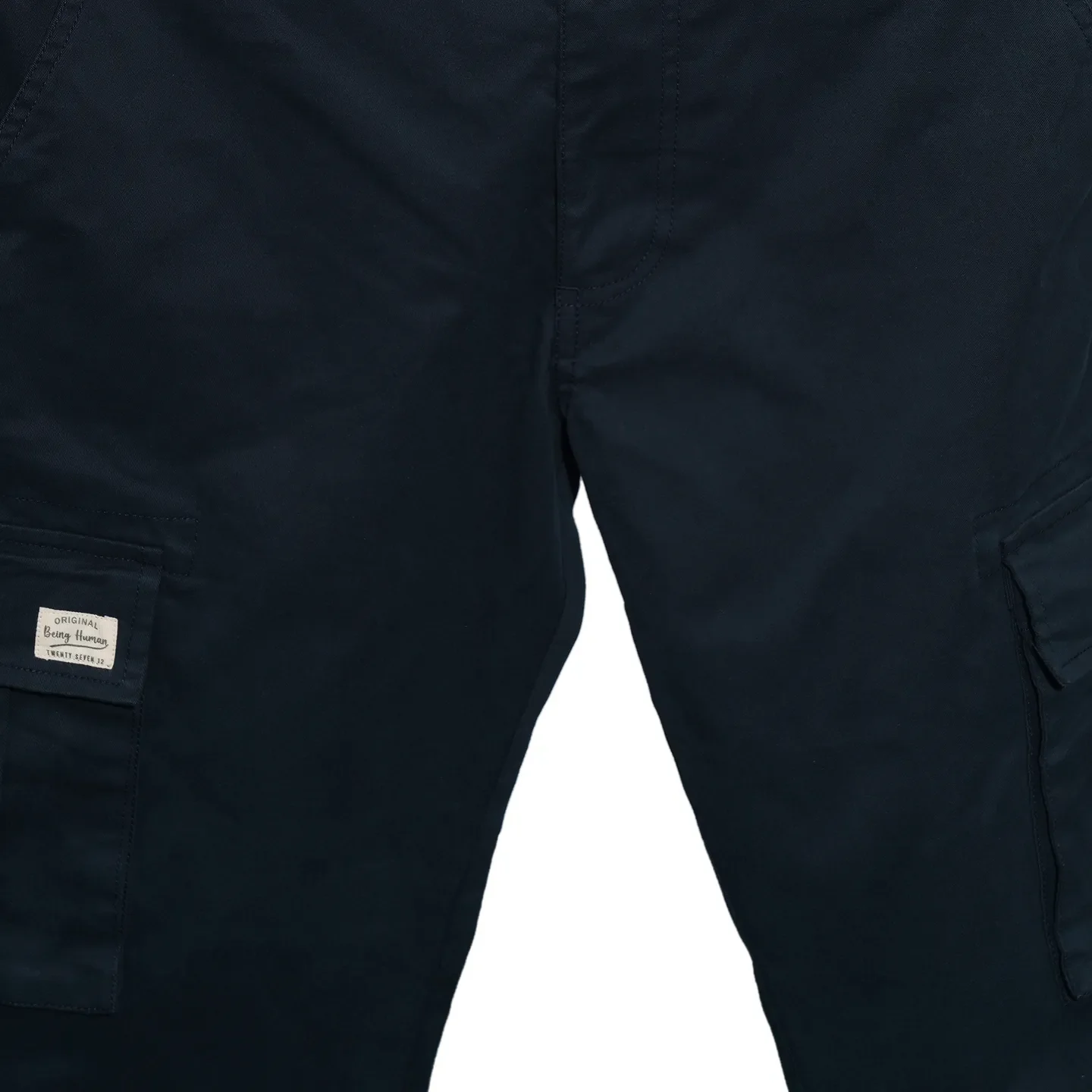 Blue Slim Fit Men's Cargos by Being Human Clothing - Image 5