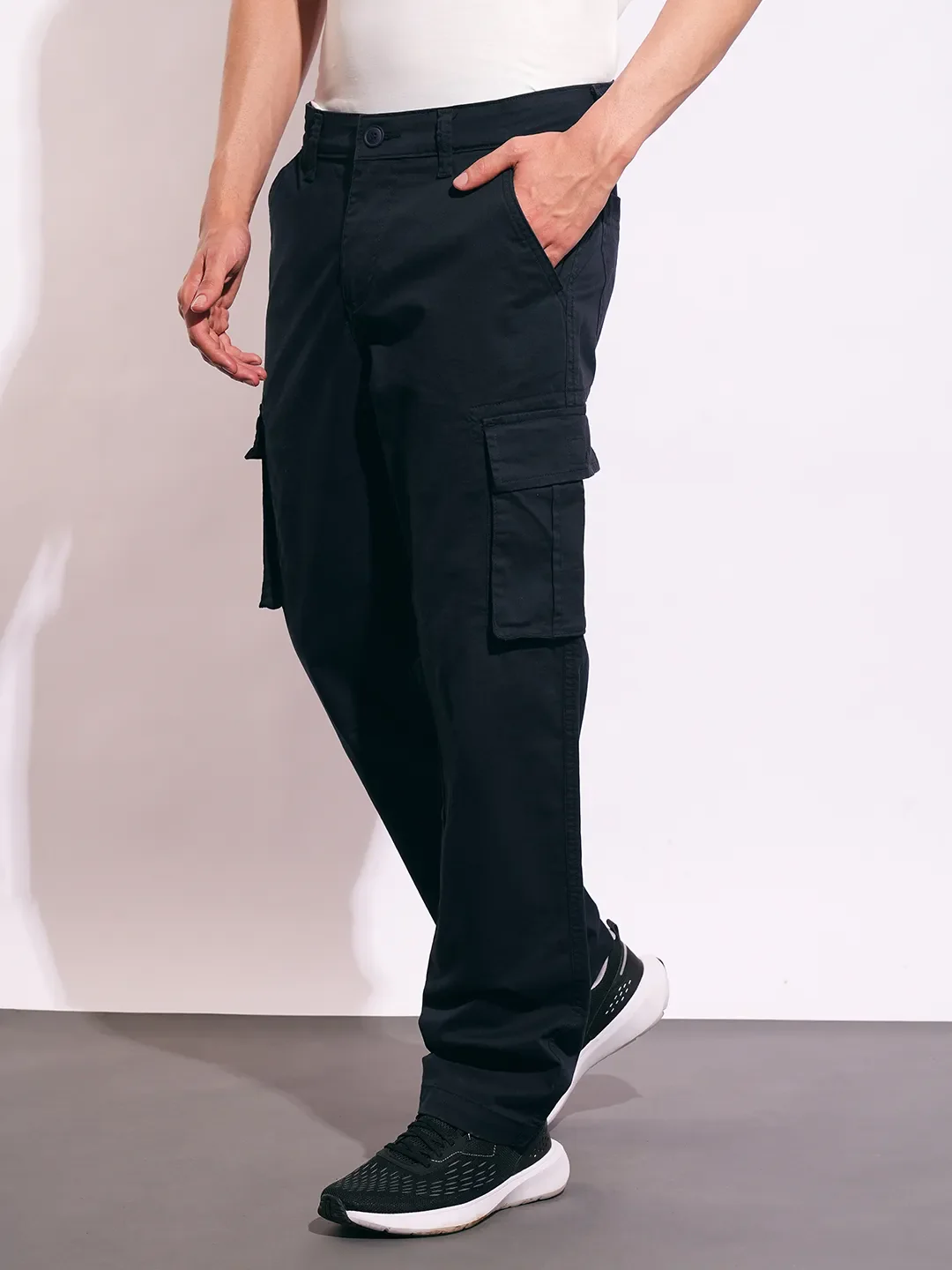 Blue Slim Fit Men's Cargos by Being Human Clothing - Image 2