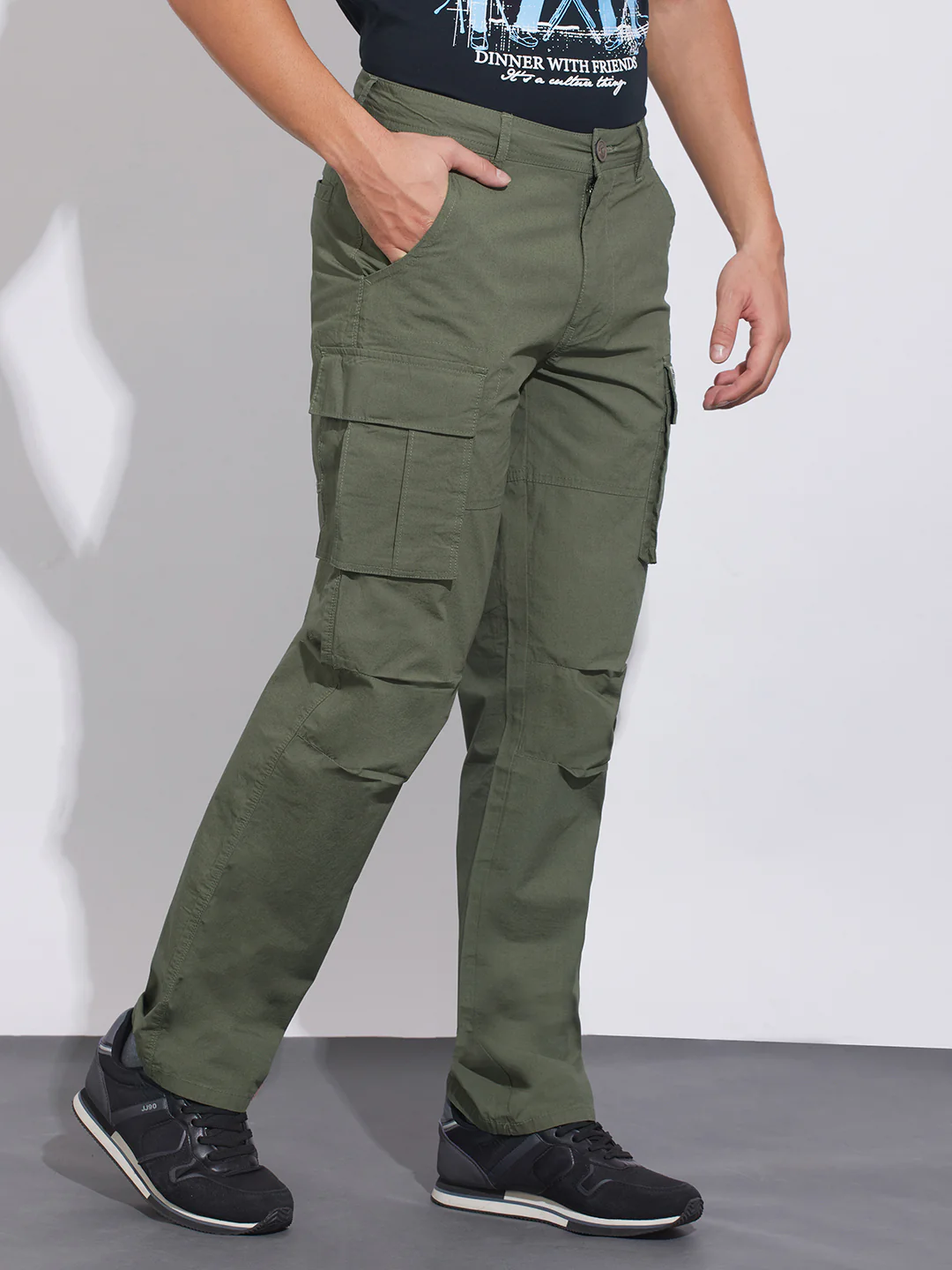 Olive Slim Fit Chino For Men By Being Human Clothing - Image 2
