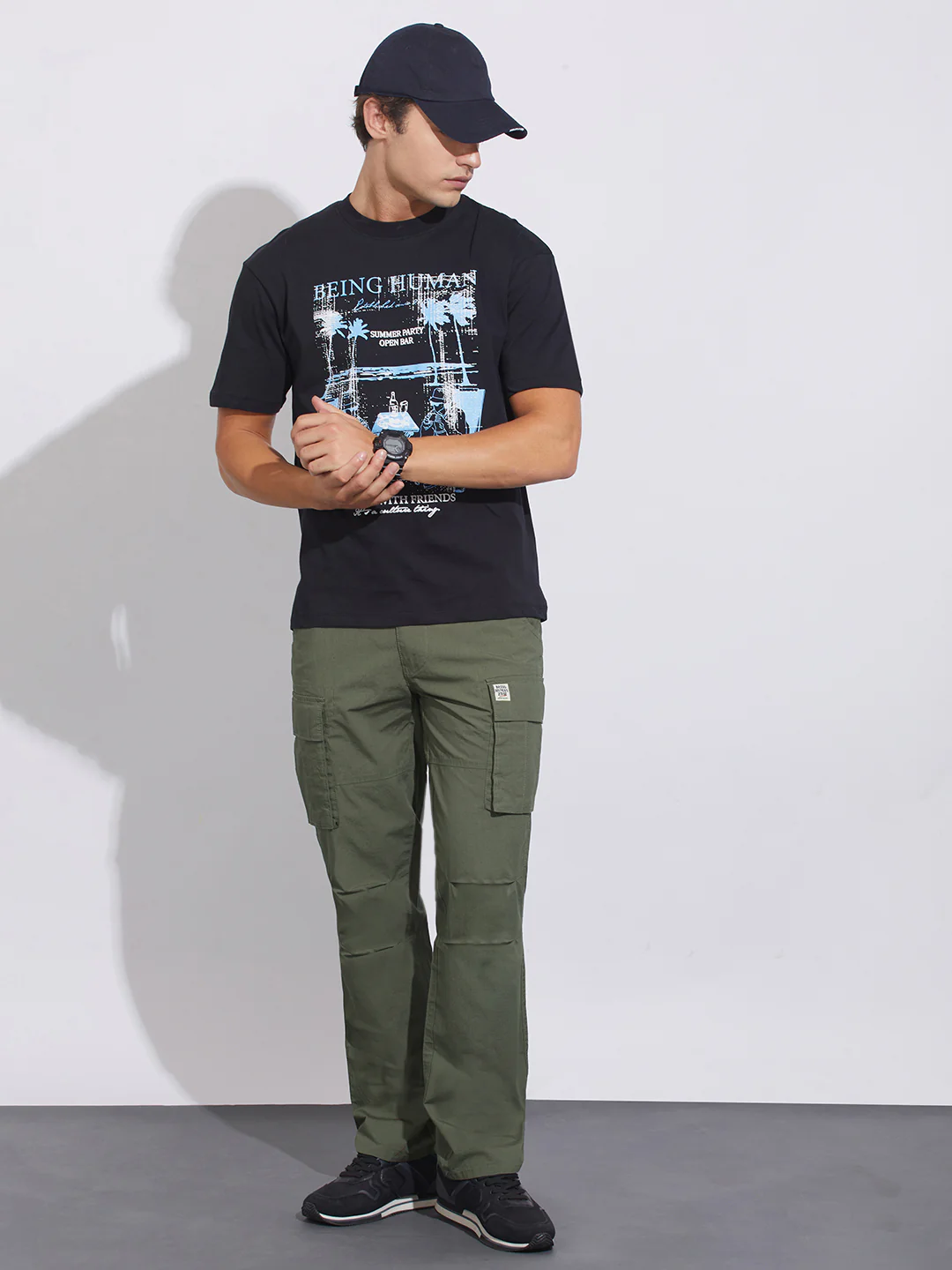 Olive Slim Fit Chino For Men By Being Human Clothing - Image 4
