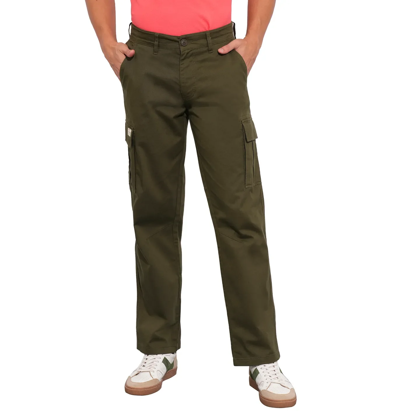 Olive Slim Fit Men's Cargos by Being Human Clothing