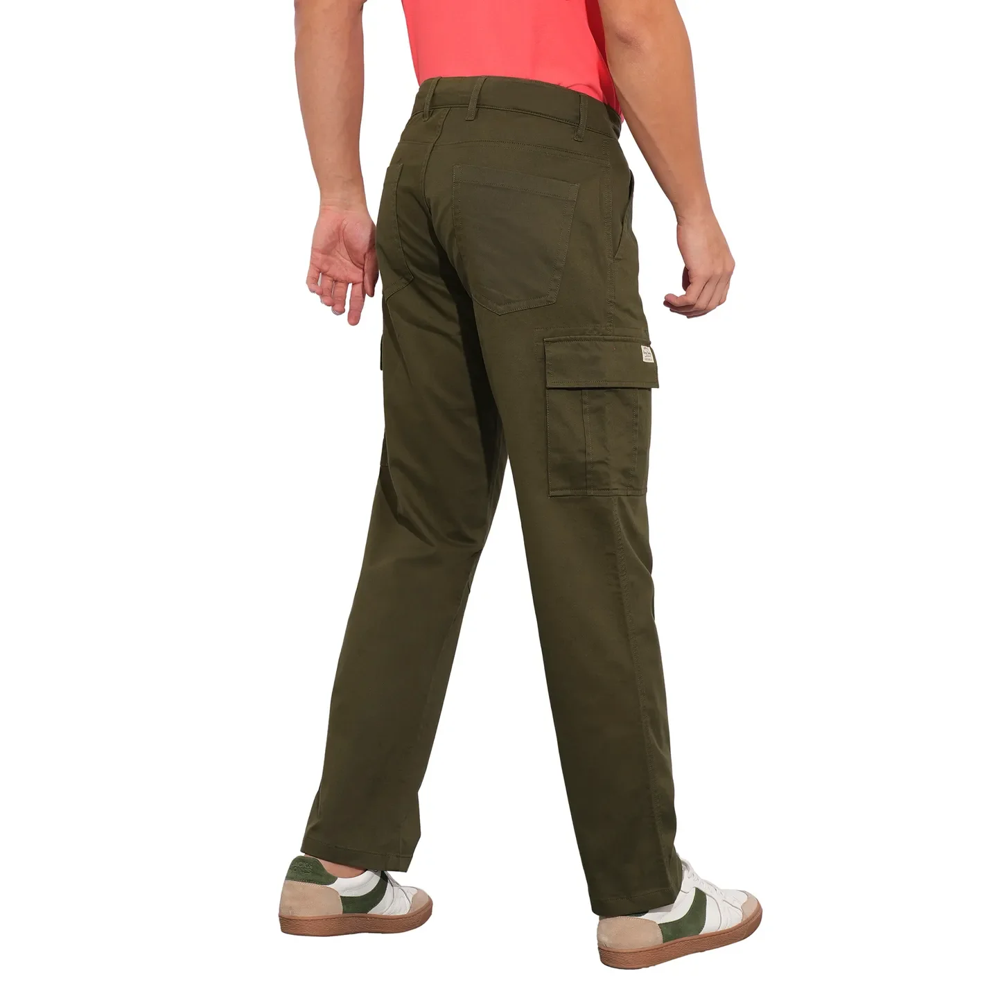 Olive Slim Fit Men's Cargos by Being Human Clothing - Image 3